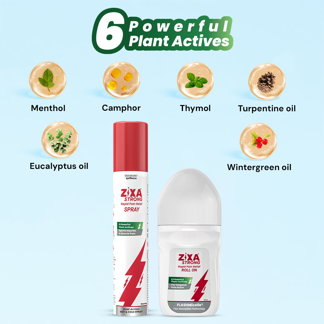 Zixa Strong Spray(75ml) + Roll On(50ml) : Rapid Pain Relief for Muscle Pain ...