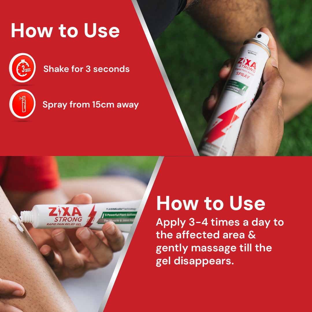 Strong Spray (75ml) + Gel (50g+10g) Rapid Pain Relief 2 in 1 Hot & Cryo Therapy Heals Sports Injuries, Sprains, Knee Pain, Muscle Pain with 6 Powerful Plant Actives and Scientifically Formulated (Spray + Gel)