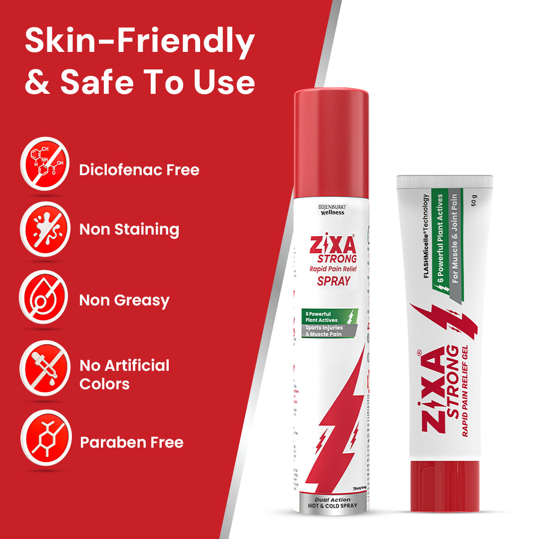 Strong Spray (75ml) + Gel (50g+10g) Rapid Pain Relief 2 in 1 Hot & Cryo Therapy Heals Sports Injuries, Sprains, Knee Pain, Muscle Pain with 6 Powerful Plant Actives and Scientifically Formulated (Spray + Gel)